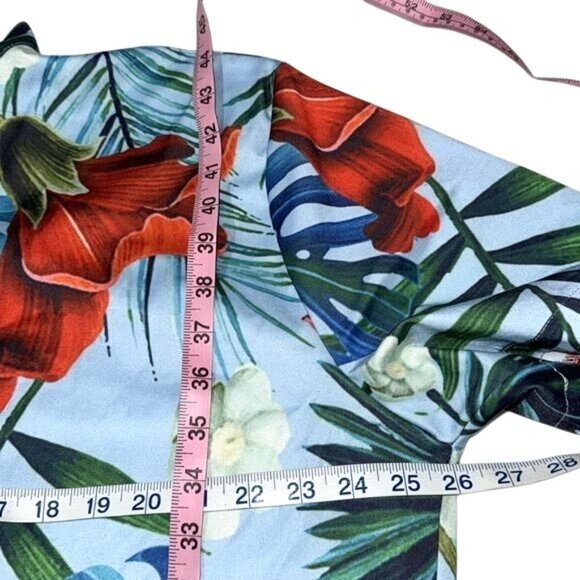 Mens Tropical Short-Sleeve Zippered Romper 2XL Cotton & Spandex Pre-Shrunk Flora - Picture 8 of 11